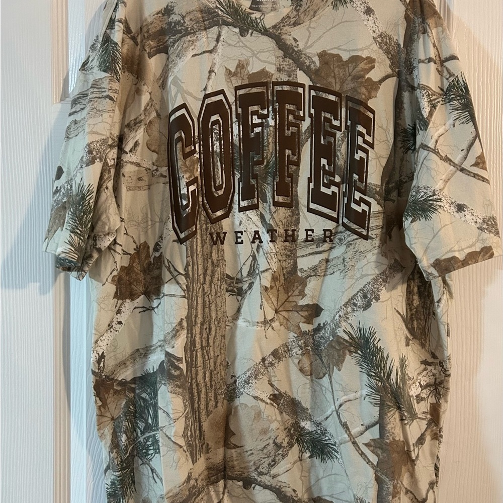 Hollister Camouflage Tee with Coffee Graphic